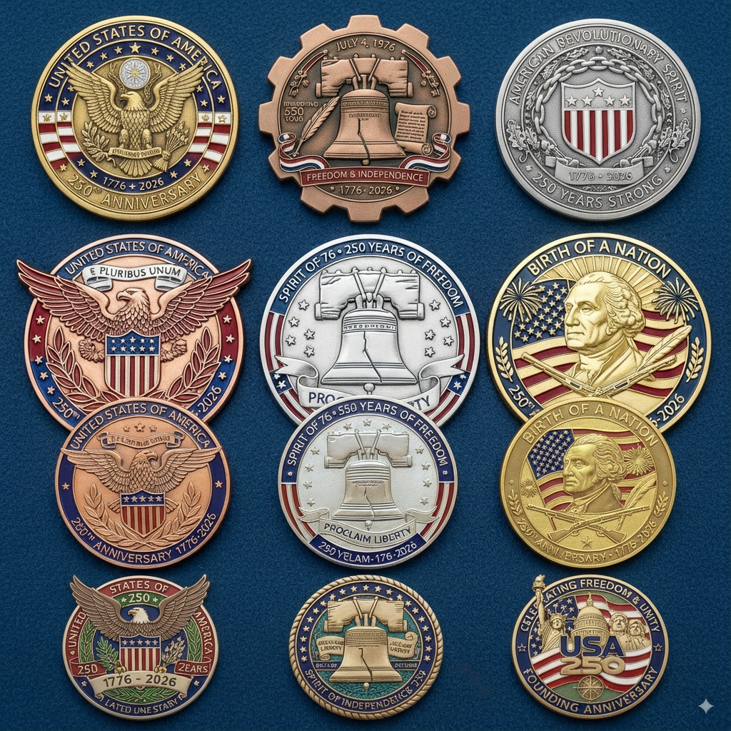 Custom Commemorative Challenge Coins | USA 250 Years Factory