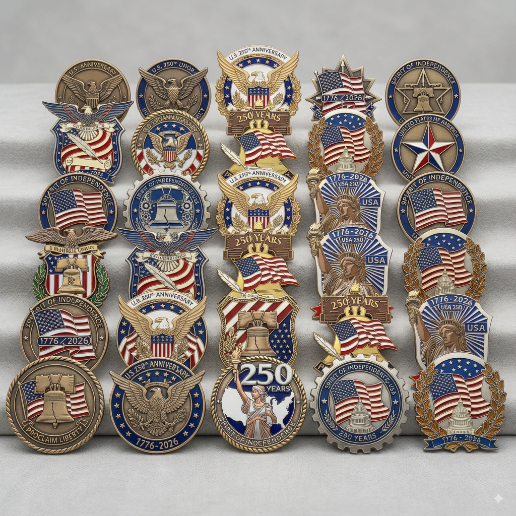 USA 250th Anniversary Pins Wholesale & Custom